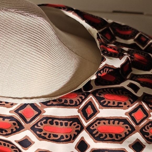 Talbots Red Black Sheath Geometric Tribal Ethnic Stretch‎ Dress Midi Large - Picture 6 of 13